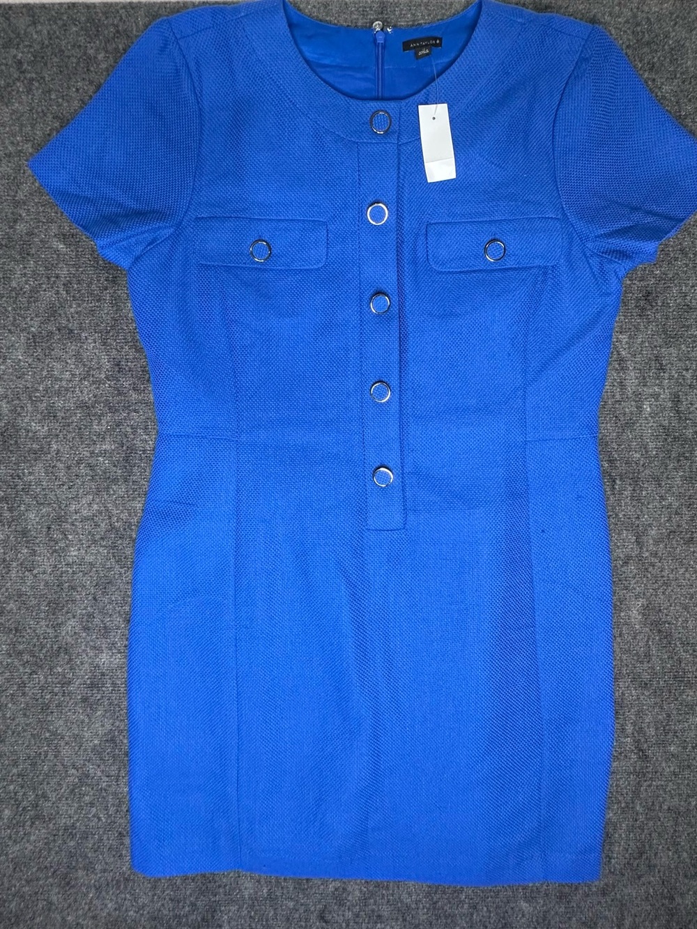 Ann Taylor Blue Button Dress Size 14 NWT